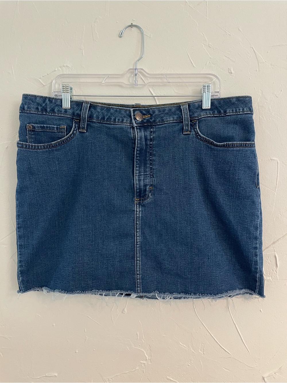 Lee Indigo Denim Mini Skirt with Raw Hem